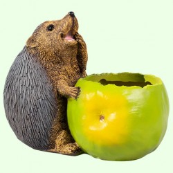 Подставка под цветы Ежик с зеленым яблоком