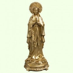 Религиозная статуэтка Божья Матерь с розами золотая