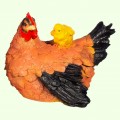 Статуэтка Курица с цыпленком рыжая