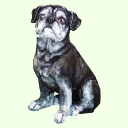 Скульптурный памятник Мопс черный сидит