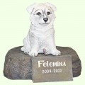 Скульптурный памятник Сибирский хаски белый на камне М