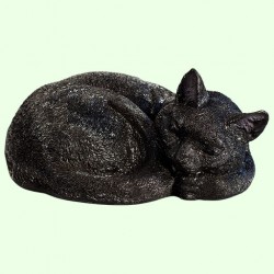 Скульптурный памятник Спящий кот калачиком черный