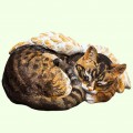 Скульптурный памятник Спящий кот пятнистый крылатый