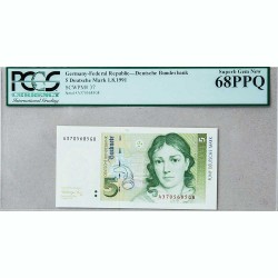 Банкнота Германии 5 дойч марок 1991 Superb Gem UNC 