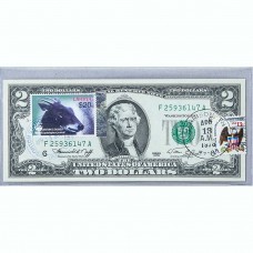 Банкнота США 2 доллара 1976 с печатью USPS, чепрачный дукер, Gem UNC