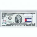 Банкнота США 2 доллара 1976 с печатью USPS, флаг Кубы, Gem UNC Банкнота США 2 доллара 1976 с печатью USPS, флаг Кубы, Gem UNC