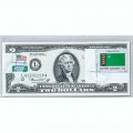 Банкнота США 2 доллара 1976 с печатью USPS, флаг Туркменистана, Gem UNC Банкнота США 2 доллара 1976 с печатью USPS, флаг Туркменистана, Gem UNC