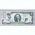 Банкнота США 2 доллара 1976 с печатью USPS, кот серый, Gem UNC Банкнота США 2 доллара 1976 с печатью USPS, кот серый, Gem UNC