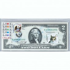 Банкнота США 2 доллара 1976 с печатью USPS, кот серый, Gem UNC