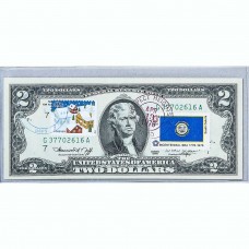 Банкнота США 2 доллара 1976 с печатью USPS, новый год, Gem UNC