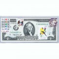 Банкнота США 2 доллара 1976 с печатью USPS, птица американский чиж, Gem UNC Банкнота США 2 доллара 1976 с печатью USPS, птица американский чиж, Gem UNC