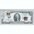Банкнота США 2 доллара 1976 с печатью USPS, собака из приюта, Gem UNC Банкнота США 2 доллара 1976 с печатью USPS, собака из приюта, Gem UNC