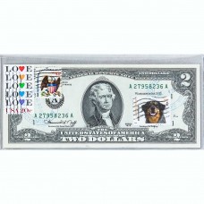 Банкнота США 2 доллара 1976 с печатью USPS, собака из приюта, Gem UNC