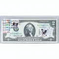 Банкнота США 2 доллара 1976 с печатью USPS, собака мопс, Gem UNC