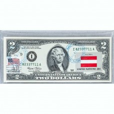 Банкнота США 2 доллара 2003 с печатью USPS, флаг Австрии, Gem UNC Банкнота США 2 доллара 2003 с печатью USPS, флаг Австрии, Gem UNC