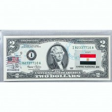 Банкнота США 2 доллара 2003 с печатью USPS, флаг Египта, Gem UNC Банкнота США 2 доллара 2003 с печатью USPS, флаг Египта, Gem UNC