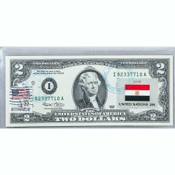 Банкнота США 2 доллара 2003 с печатью USPS, флаг Египта, Gem UNC