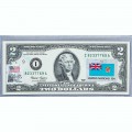Банкнота США 2 доллара 2003 с печатью USPS, флаг Фиджи, Gem UNC Банкнота США 2 доллара 2003 с печатью USPS, флаг Фиджи, Gem UNC