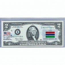 Банкнота США 2 доллара 2003 с печатью USPS, флаг Гамбия, Gem UNC Банкнота США 2 доллара 2003 с печатью USPS, флаг Гамбия, Gem UNC