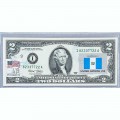 Банкнота США 2 доллара 2003 с печатью USPS, флаг Гватемалы, Gem UNC Банкнота США 2 доллара 2003 с печатью USPS, флаг Гватемалы, Gem UNC