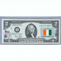 Банкнота США 2 доллара 2003 с печатью USPS, флаг Кот-д'Ивуара, Gem UNC Банкнота США 2 доллара 2003 с печатью USPS, флаг Кот-д'Ивуара, Gem UNC