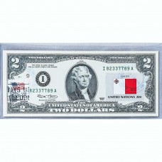 Банкнота США 2 доллара 2003 с печатью USPS, флаг Мальты, Gem UNC Банкнота США 2 доллара 2003 с печатью USPS, флаг Мальты, Gem UNC