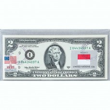Банкнота США 2 доллара 2003 с печатью USPS, флаг Монако, Gem UNC Банкнота США 2 доллара 2003 с печатью USPS, флаг Монако, Gem UNC