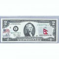 Банкнота США 2 доллара 2003 с печатью USPS, флаг Непала, Gem UNC Банкнота США 2 доллара 2003 с печатью USPS, флаг Непала, Gem UNC