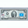 Банкнота США 2 доллара 2003 с печатью USPS, флаг Сомали, Gem UNC Банкнота США 2 доллара 2003 с печатью USPS, флаг Сомали, Gem UNC