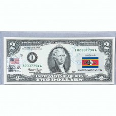 Банкнота США 2 доллара 2003 с печатью USPS, флаг Свазиленда, Gem UNC Банкнота США 2 доллара 2003 с печатью USPS, флаг Свазиленда, Gem UNC