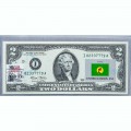 Банкнота США 2 доллара 2003 с печатью USPS, флаг Заира, Gem UNC Банкнота США 2 доллара 2003 с печатью USPS, флаг Заира, Gem UNC