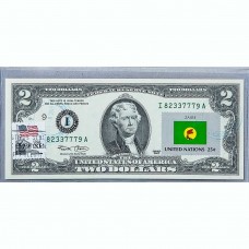 Банкнота США 2 доллара 2003 с печатью USPS, флаг Заира, Gem UNC Банкнота США 2 доллара 2003 с печатью USPS, флаг Заира, Gem UNC