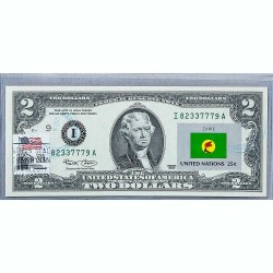 Банкнота США 2 доллара 2003 с печатью USPS, флаг Заира, Gem UNC