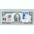 Банкнота США 2 доллара 2009 с печатью USPS, арктический заяц, Gem UNC Банкнота США 2 доллара 2009 с печатью USPS, арктический заяц, Gem UNC