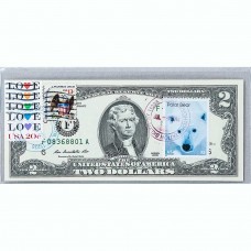 Банкнота США 2 доллара 2009 с печатью USPS, белый медведь, Gem UNC