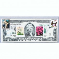 Банкнота США 2 доллара 2009 с печатью USPS, дева мария, Gem UNC