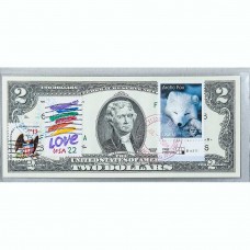 Банкнота США 2 доллара 2009 с печатью USPS, песец, Gem UNC