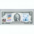 Банкнота США 2 доллара 2009 с печатью USPS, полярный медведь, Gem UNC