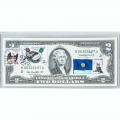 Банкнота США 2 доллара 2009 с печатью USPS, птицы утки, Gem UNC