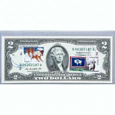 Банкнота США 2 доллара 2009 с печатью USPS, рождественские олени, Gem UNC Банкнота США 2 доллара 2009 с печатью USPS, рождественские олени, Gem UNC