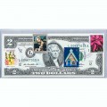 Банкнота США 2 доллара 2009 с печатью USPS, рождество, Gem UNC Банкнота США 2 доллара 2009 с печатью USPS, рождество, Gem UNC