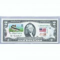 Банкнота США 2 доллара 2009 с печатью USPS, рыба щука, Gem UNC Банкнота США 2 доллара 2009 с печатью USPS, рыба щука, Gem UNC