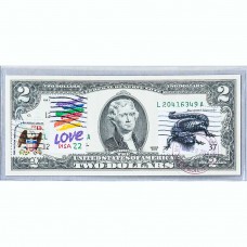 Банкнота США 2 доллара 2009 с печатью USPS, саламандра, Gem UNC