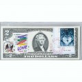 Банкнота США 2 доллара 2009 с печатью USPS, серый волк, Gem UNC Банкнота США 2 доллара 2009 с печатью USPS, серый волк, Gem UNC