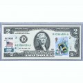 Банкнота США 2 доллара 2009 с печатью USPS, шмель, Gem UNC Банкнота США 2 доллара 2009 с печатью USPS, шмель, Gem UNC