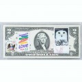 Банкнота США 2 доллара 2009 с печатью USPS, снежная сова, Gem UNC Банкнота США 2 доллара 2009 с печатью USPS, снежная сова, Gem UNC