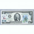 Банкнота США 2 доллара 2009 с печатью USPS, стрекоза, Gem UNC Банкнота США 2 доллара 2009 с печатью USPS, стрекоза, Gem UNC