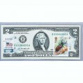 Банкнота США 2 доллара 2009 с печатью USPS, жук олень, Gem UNC Банкнота США 2 доллара 2009 с печатью USPS, жук олень, Gem UNC