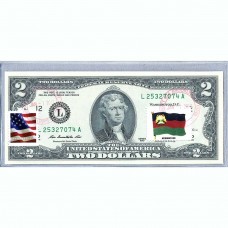Банкнота США 2 доллара 2013 с печатью USPS, флаг Афганистана, Gem UNC Банкнота США 2 доллара 2013 с печатью USPS, флаг Афганистана, Gem UNC