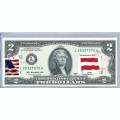 Банкнота США 2 доллара 2013 с печатью USPS, флаг Австрии, Gem UNC Банкнота США 2 доллара 2013 с печатью USPS, флаг Австрии, Gem UNC